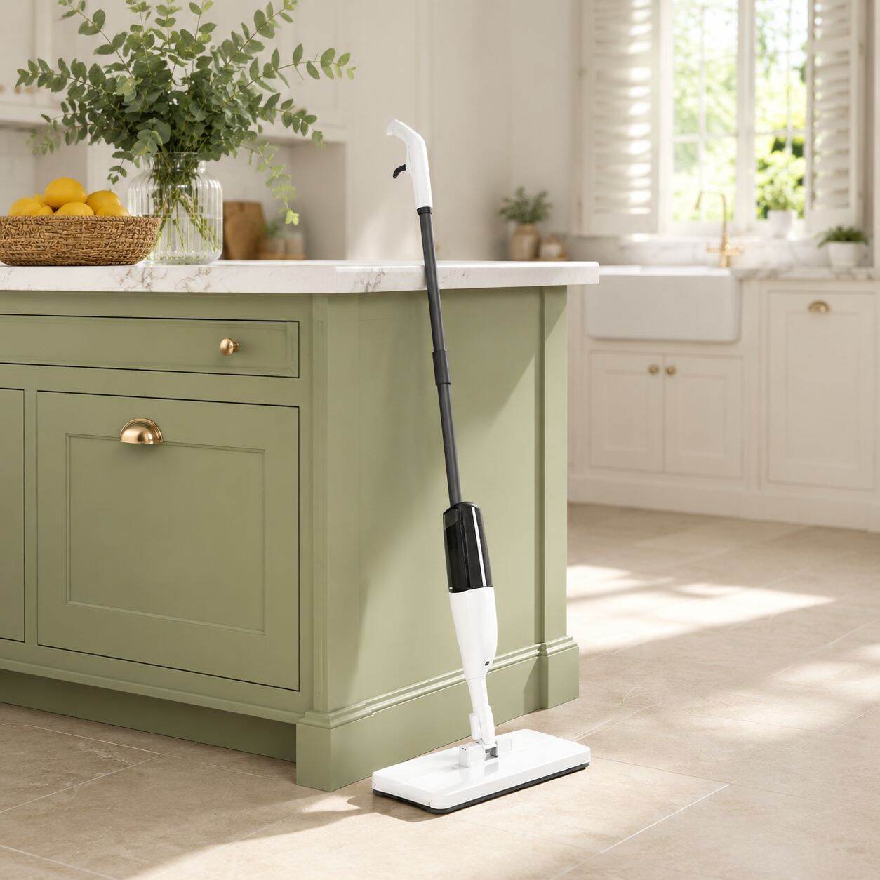 Household Hands-Free Spray Flat Mop with Cloth Clip, Dry and Wet Dual-Use Cleaning Mop