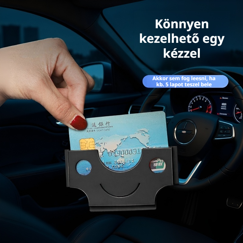 Autós multifunkcionális kártyatartó, öntapadós névjegykártya- és bizonylattartó