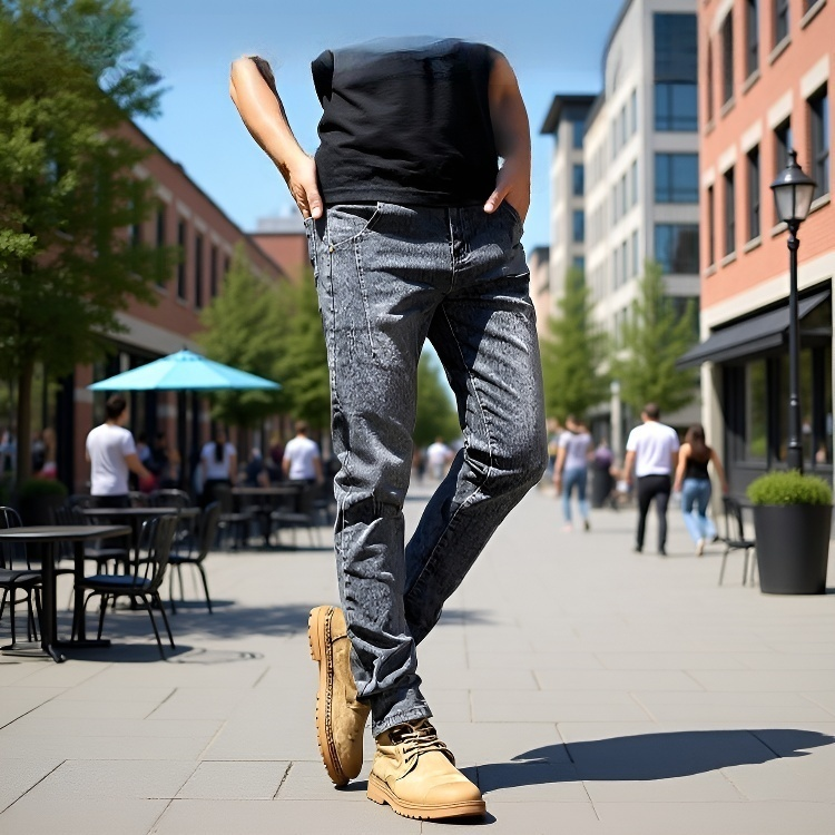 남성용 베이직 신축성 슬림핏 청바지