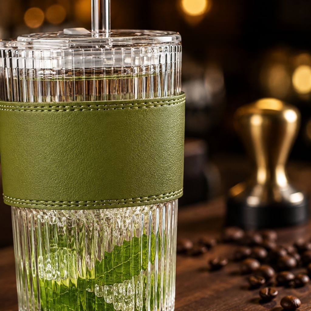 Minimalist Vertical Stripe Clear Glass Coffee Cup