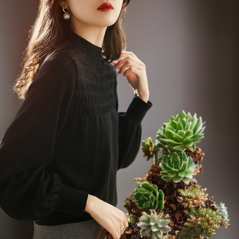 이너 여자 긴팔 니트 톱 폴라 엘레강스 니트