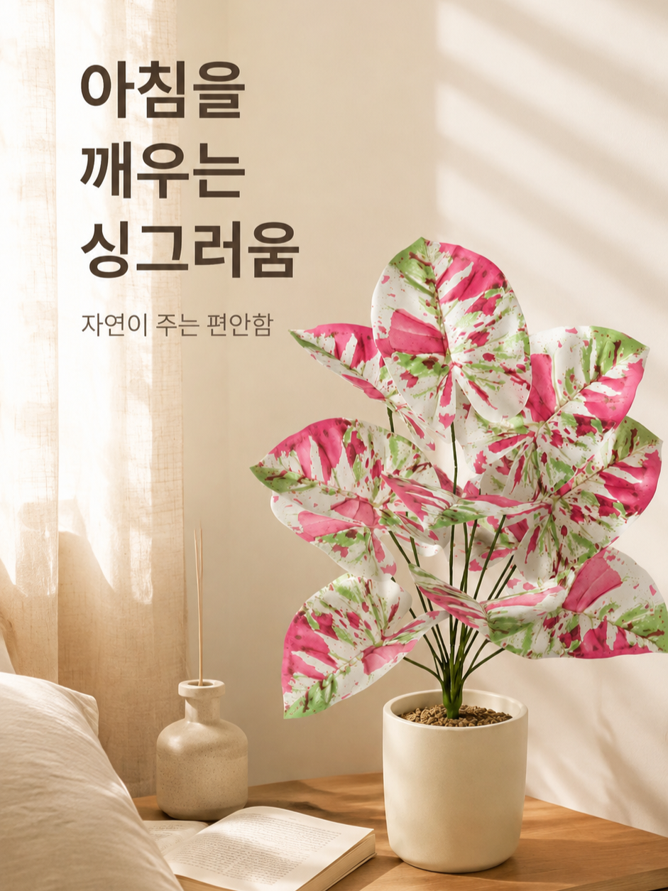 인테리어용 인조 타로잎 플랜트 거실 정원 소품