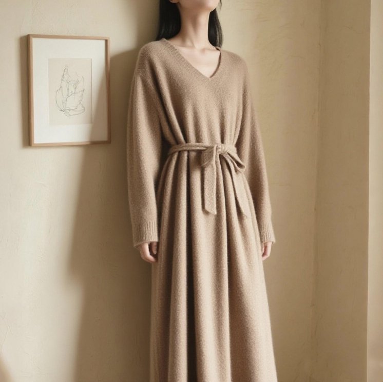 미니멀 스타일 롱 니트 집에서