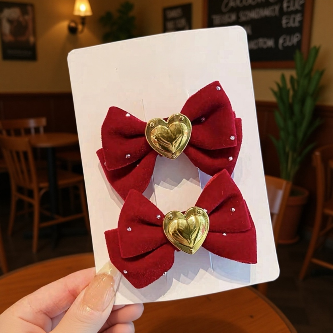 파티용 빨간 리본 머리끈