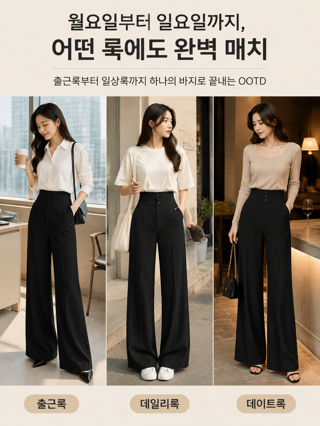 [슬리밍, 복부 보정, 키 커짐, 주름 방지] 우아한 슬림핏 플레어 정장 바지