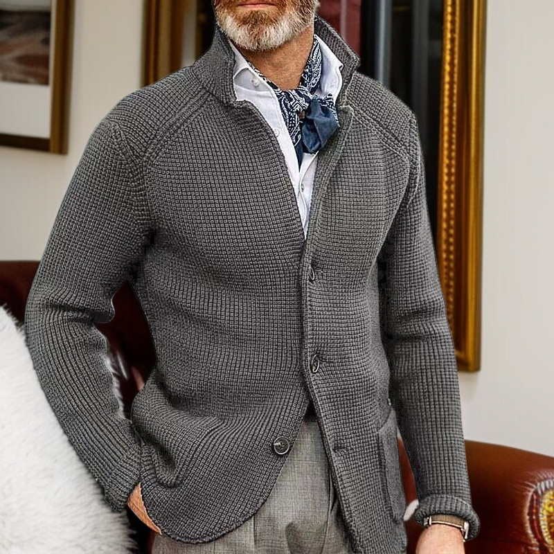 秋冬立襟開衫スーツ厚手のニットジャケットコート