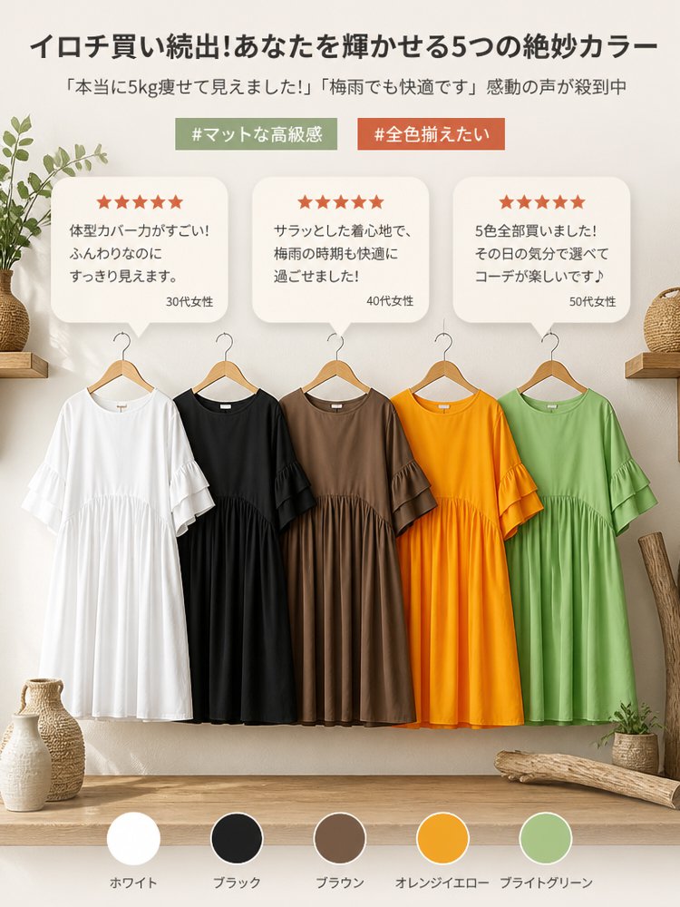 フレアスリーブワンピース