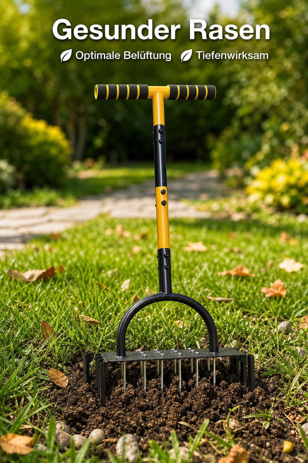 Rasen-Belüfter mit Kohlenstoffstahl, Handlauf-Design, geeignet für Garten und Rasen