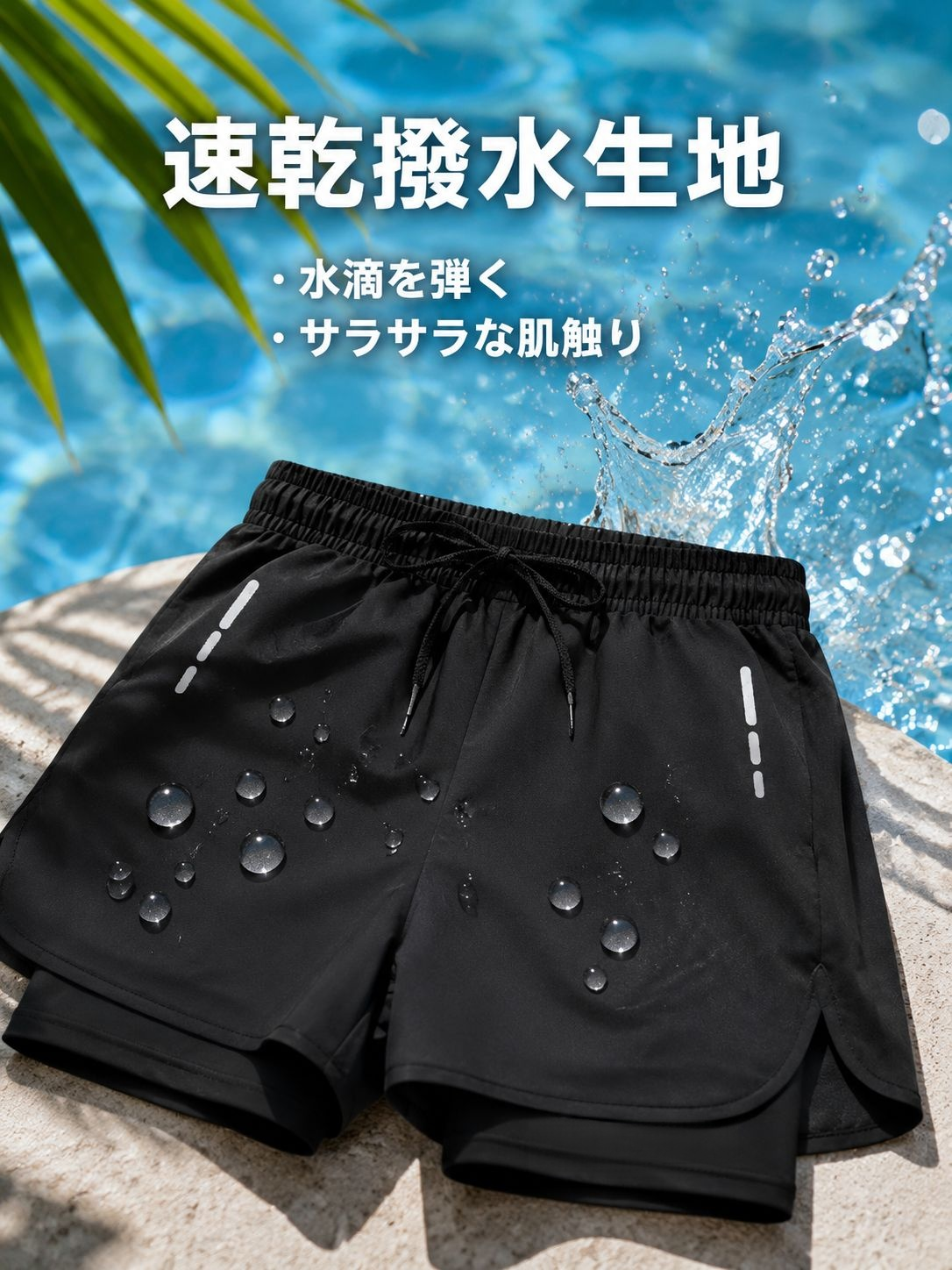 男性用インナー付き擦れ防止速乾スイムトランクス・吸湿発散