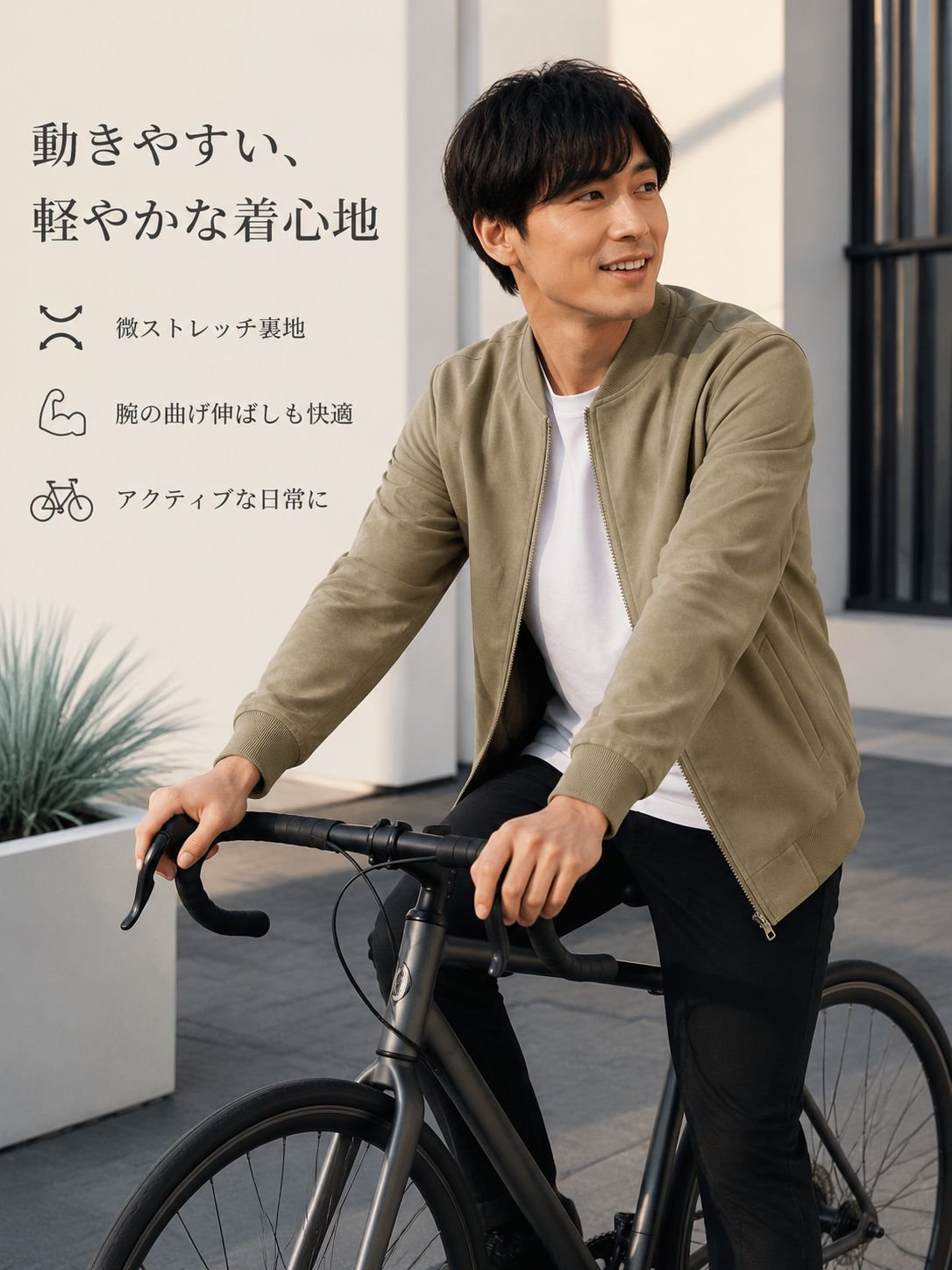 無地スタンドカラーカジュアルスポーツジャケット