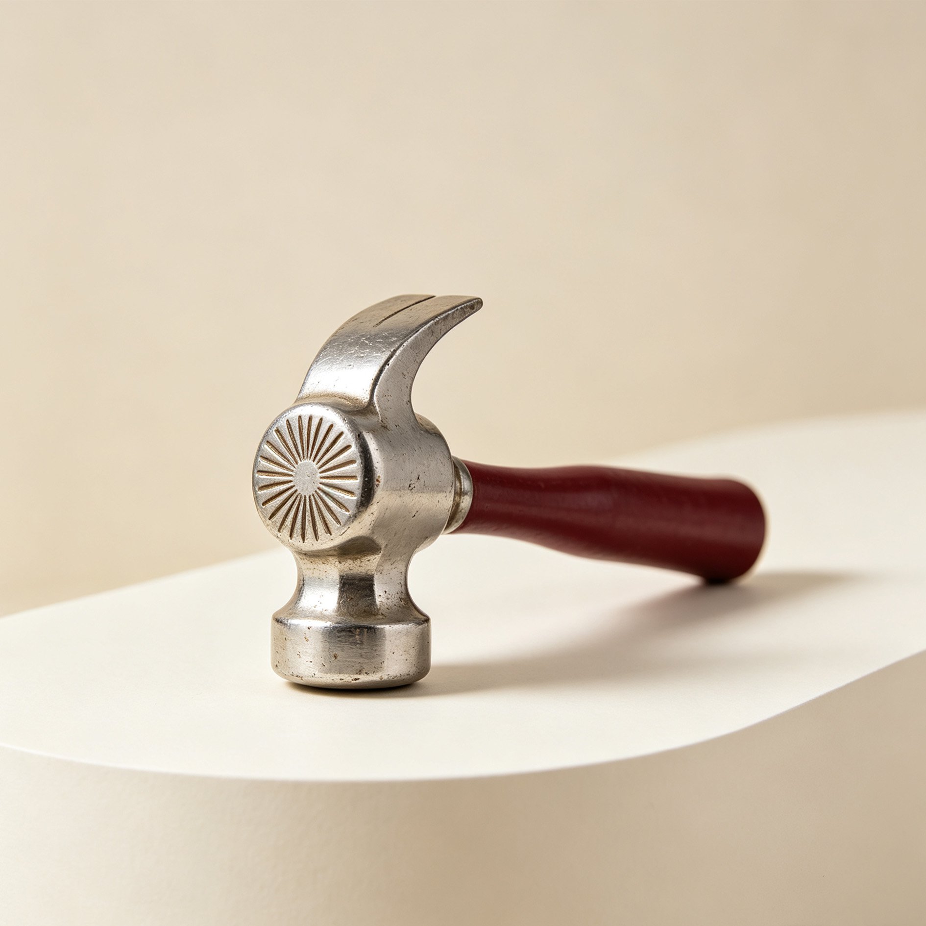 Silver-Red Antique Pattern Claw Hammer