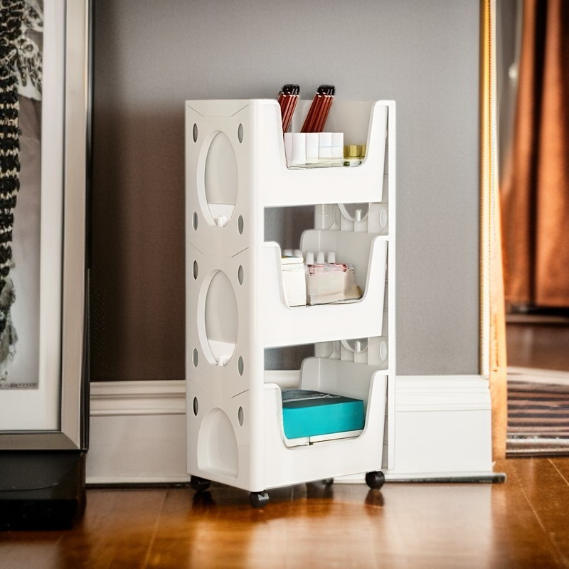 Movable Multi-Purpose Clear Storage Cart for Home, Dorm, Office, Space Saving