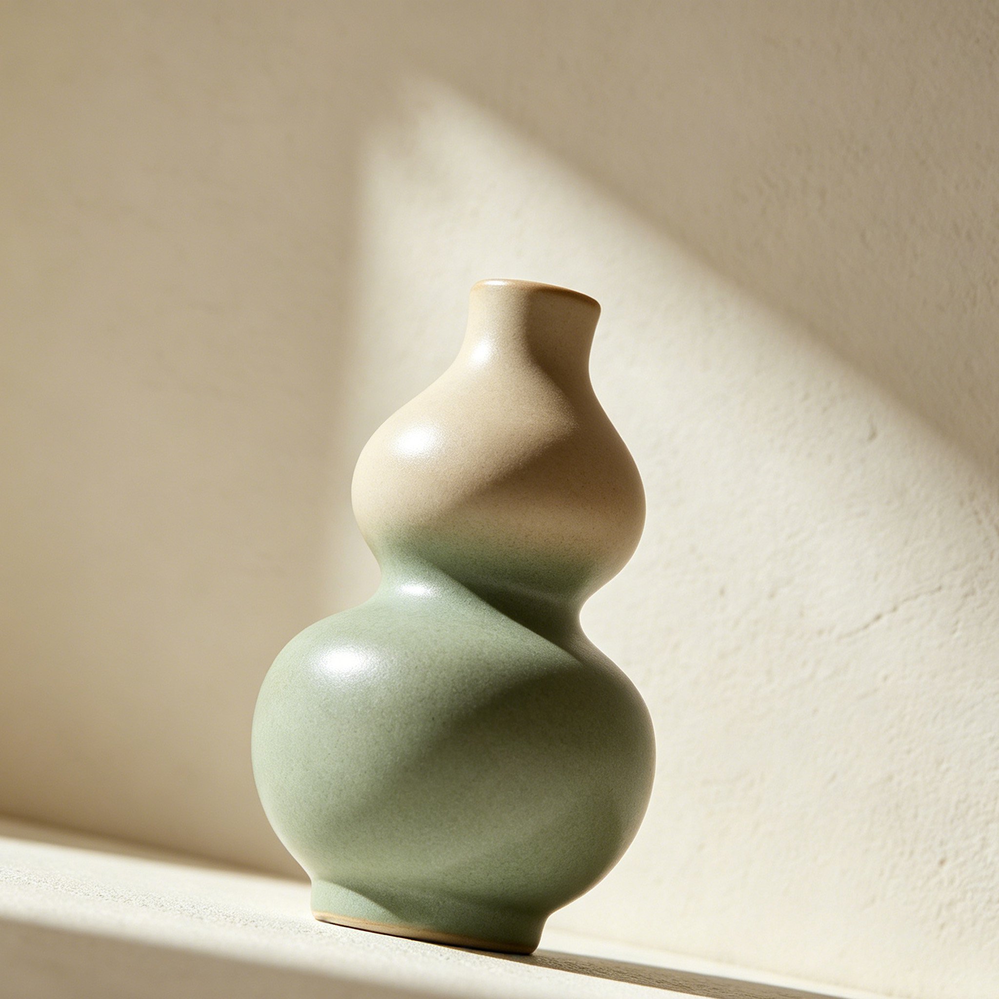 Close-up of modern ceramic vases with glossy finish