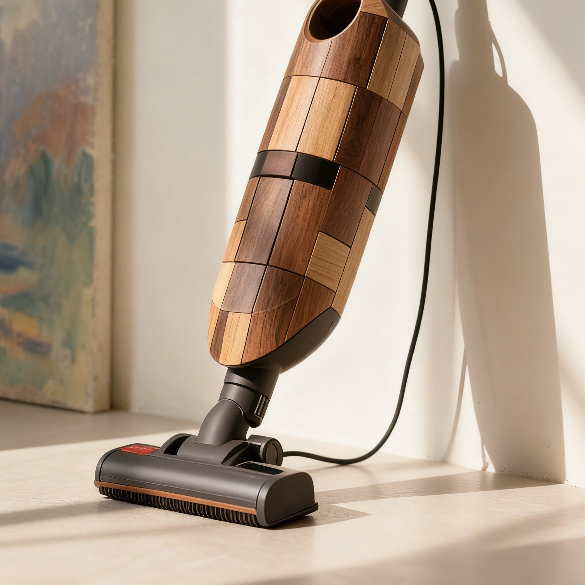 고급스러운 원목 느낌 진공청소기 인테리어 사진