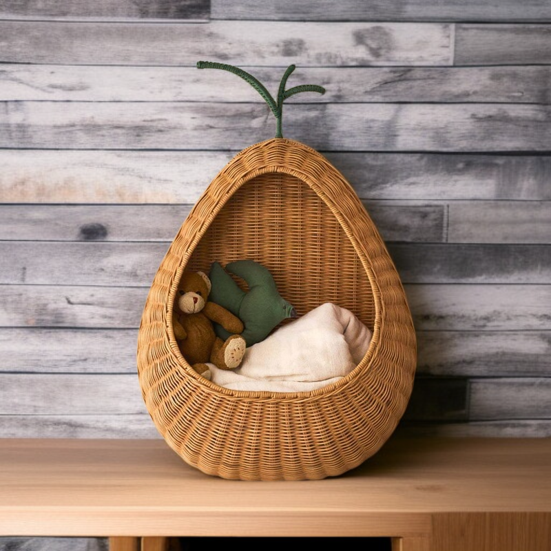 Nordic style rattan wall-mounted key storage basket home B&B decoration toy sundries storage basket 