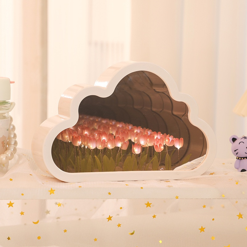  Lámpara nocturna de tulipán hecha a mano, adorno de escritorio, luz ambiental