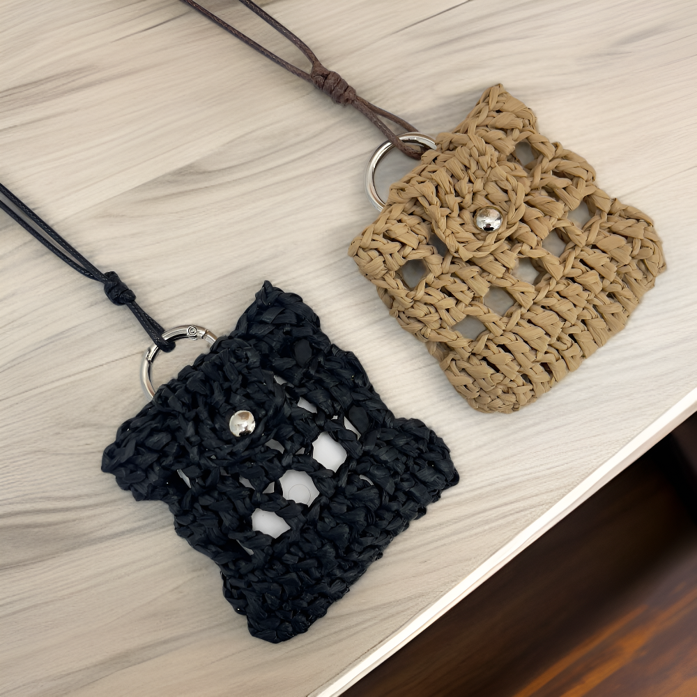 創意手工編織項鍊式耳機收納包