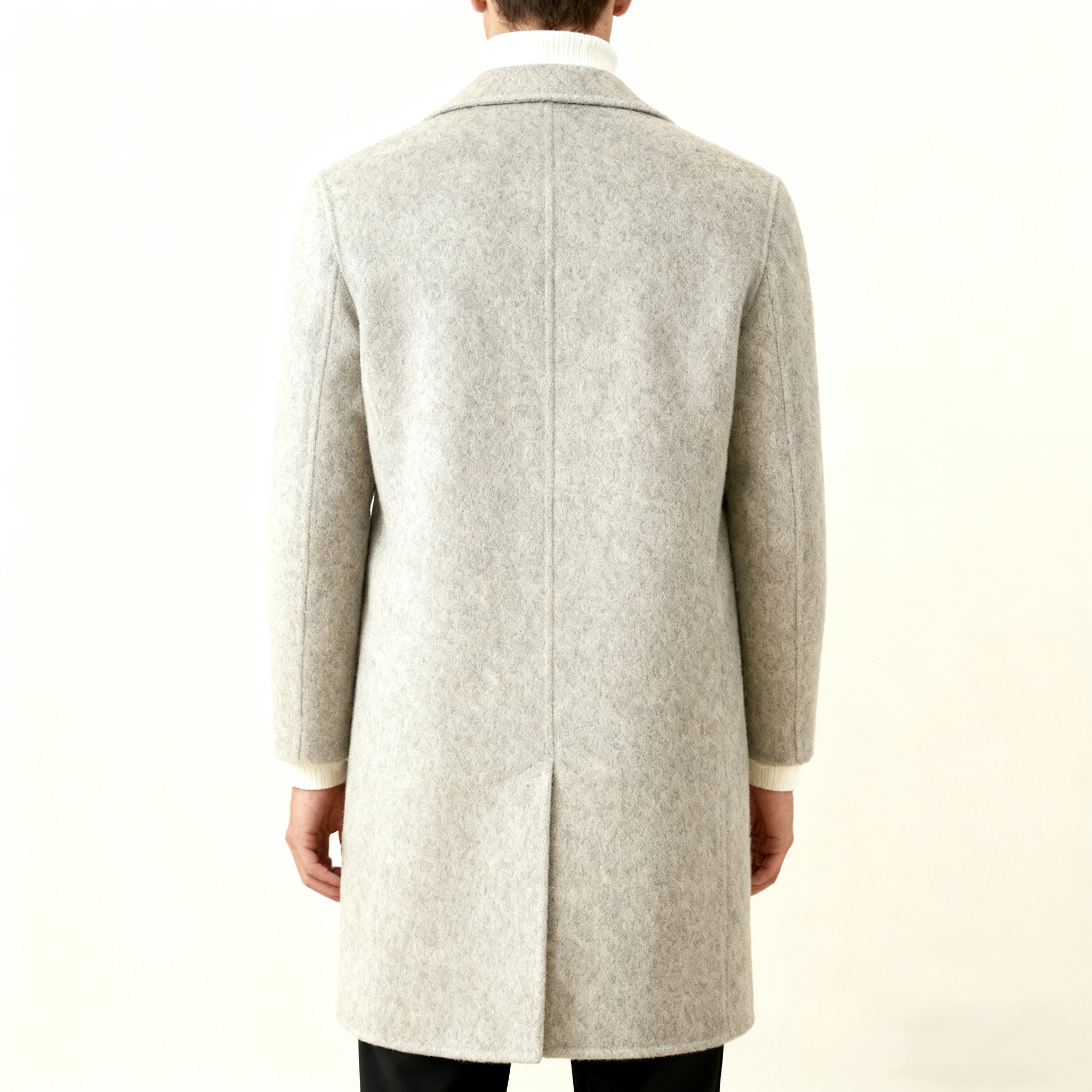 밝은 회색 울 코트 전면 이미지