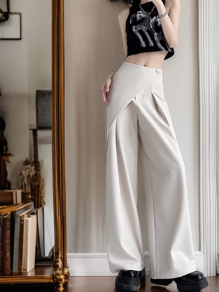 여성 모던 와이드 팬츠 정장 캐주얼 팬츠 패션 와이드 팬츠