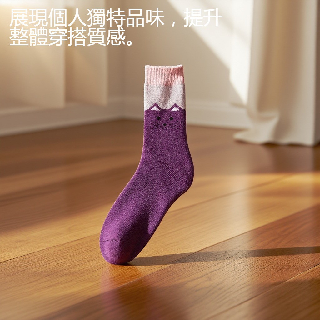 柔軟親膚秋冬女士中筒襪細節