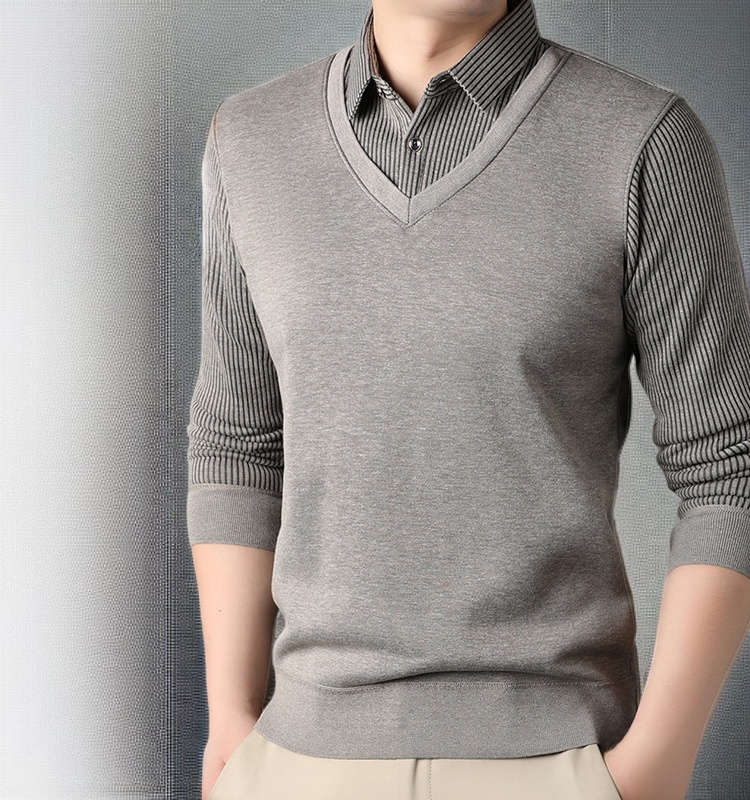 남성 기모 보온 휴가 셔츠 두 벌 깃 스웨터