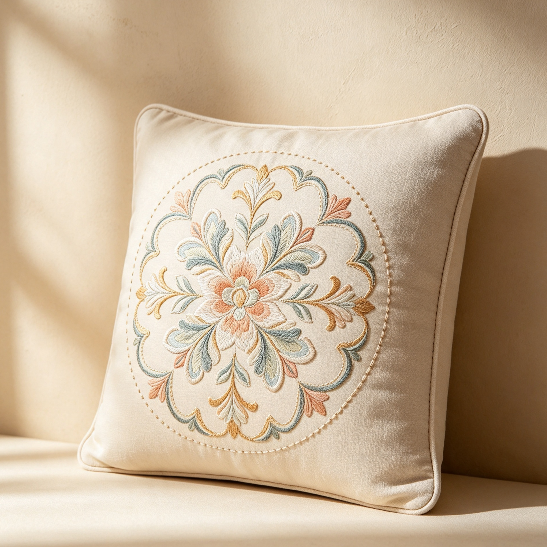 Vintage floral embroidered throw pillows (2 pieces)
