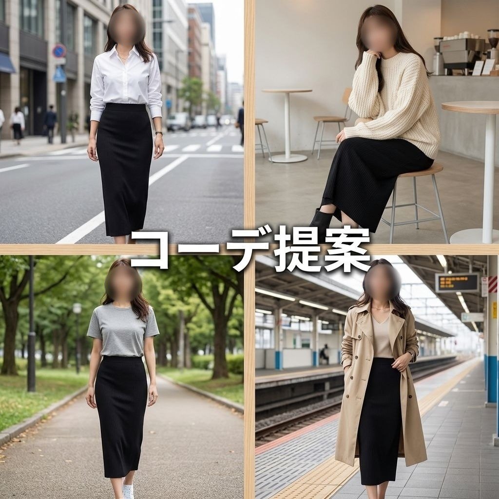 無地のミディスカート