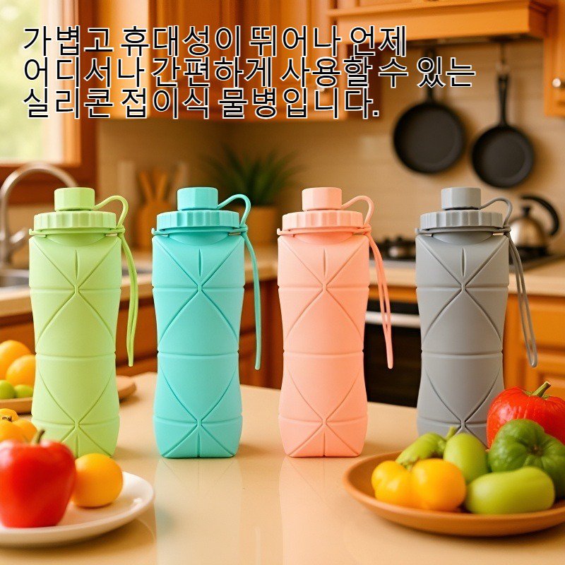 휴대하기 편리하고 고온에 강한 실리콘 접이식 물병