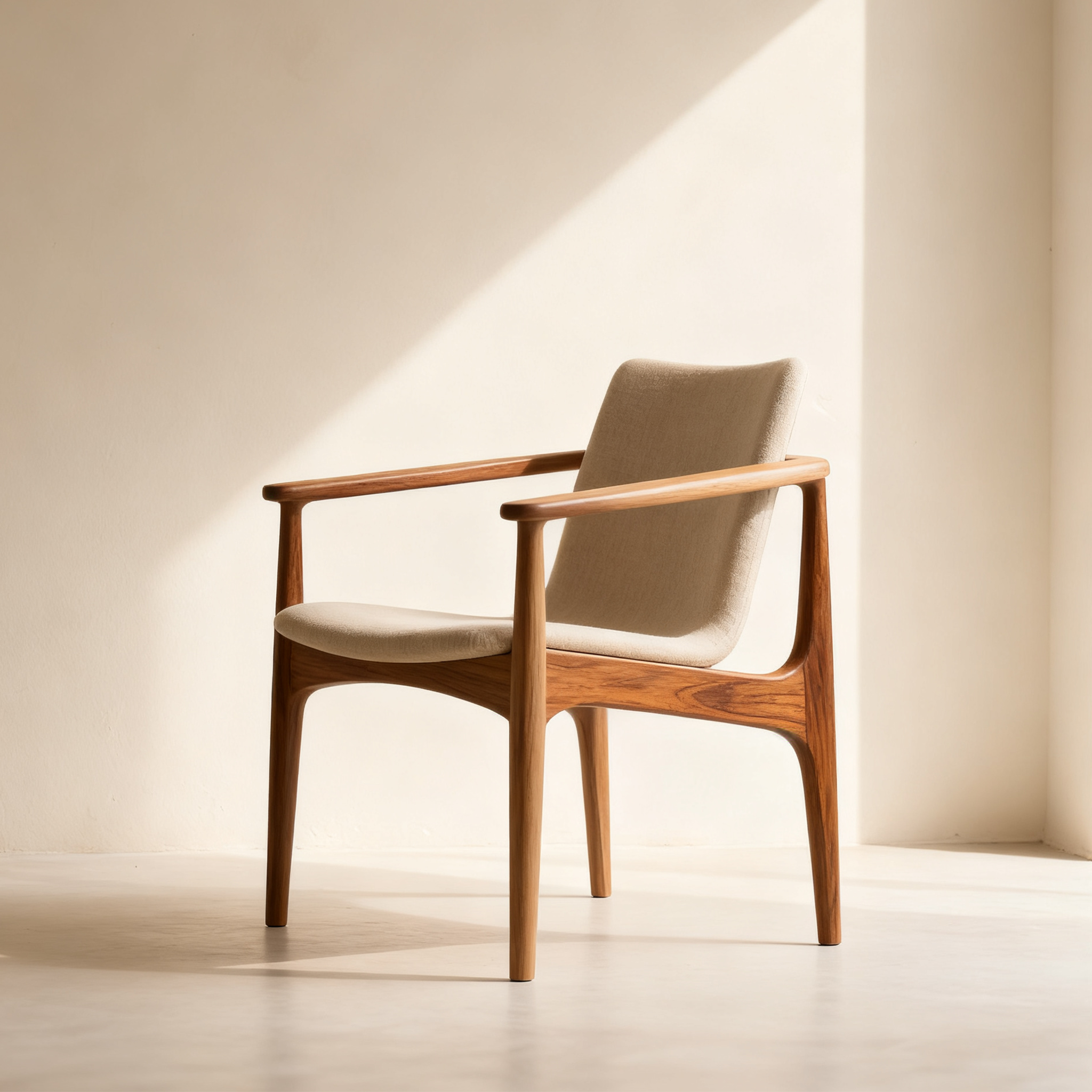 고급스러운 나무 프레임 패브릭 의자