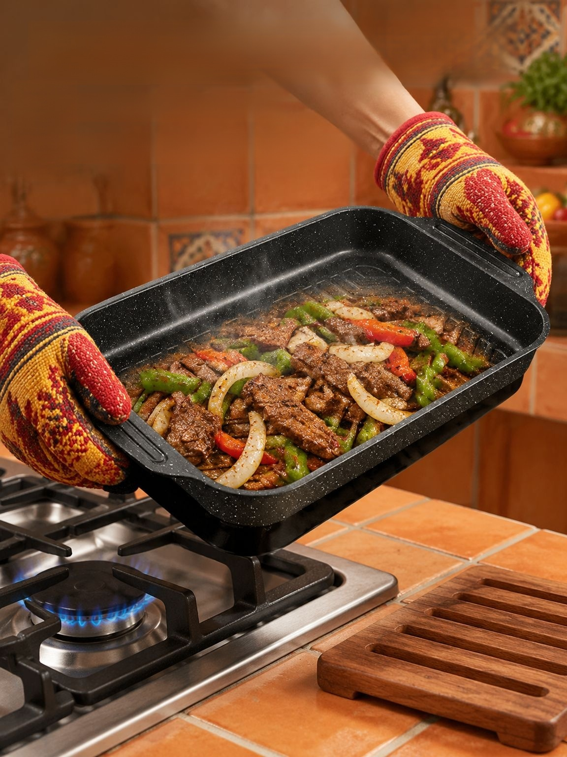 Equipo de cocina a gas con sistema de llama abierta