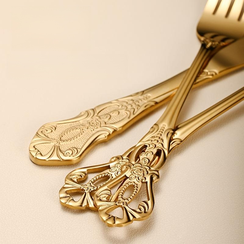Vintage Gold Stainless Steel Flatware Set