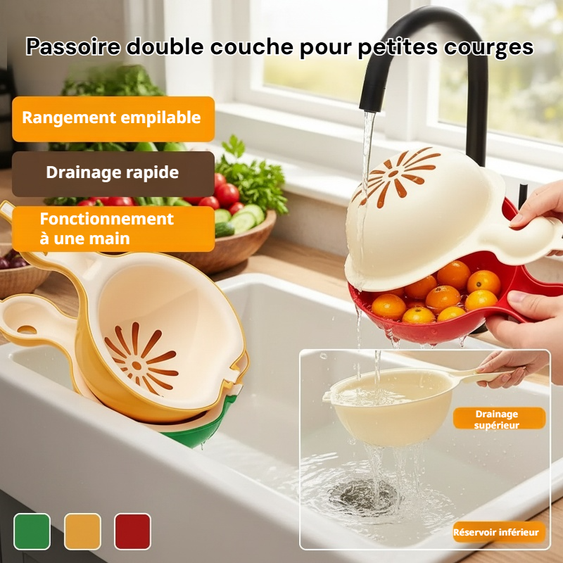 Panier égouttoir double couche en forme de calebasse