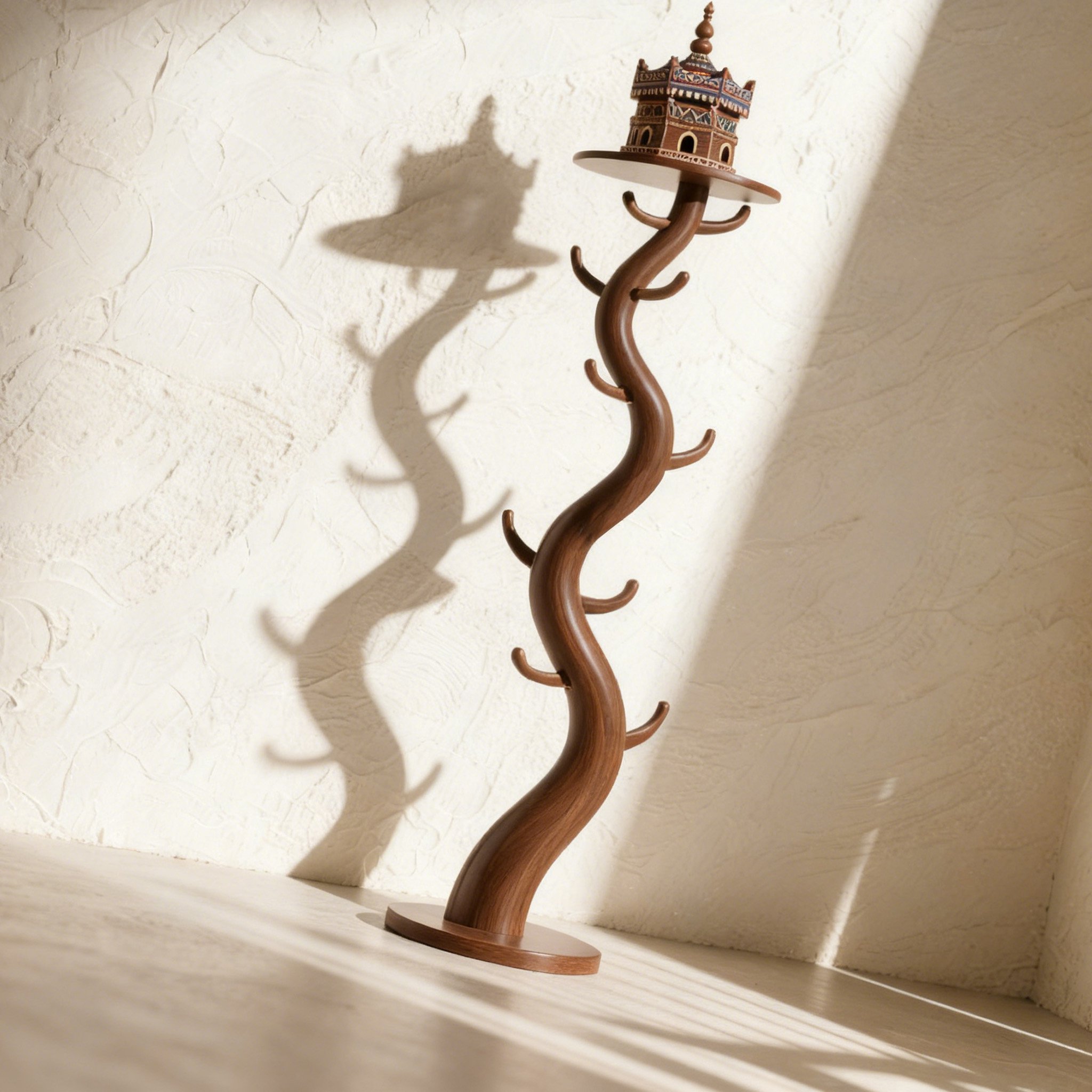  ที่แขวนเสื้อผ้ารูปทรงต้นไม้ไม้ธรรมชาติ