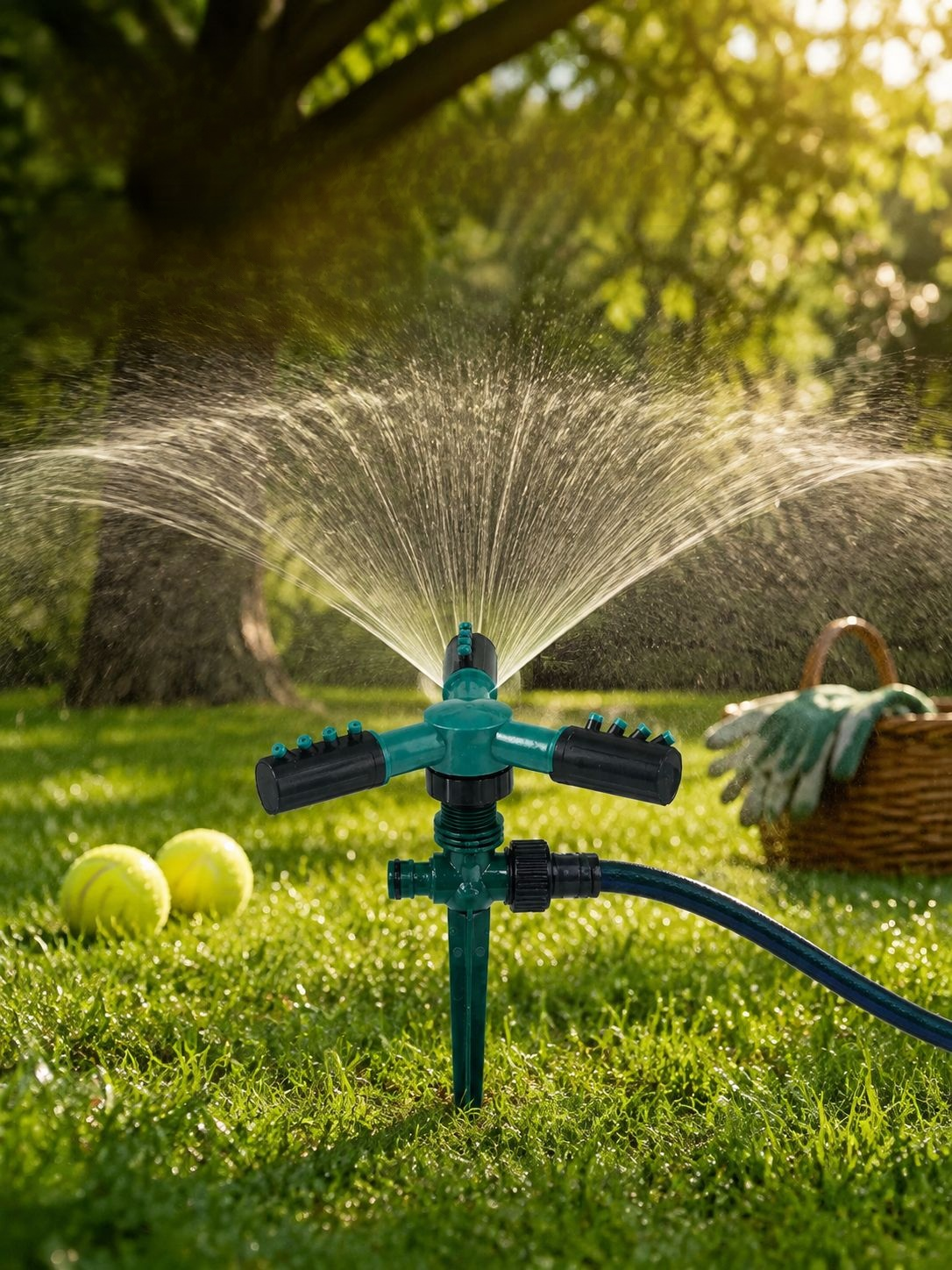 360° Rotating Triple-Head Garden Water Sprinkler