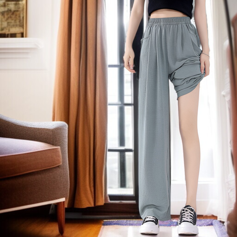 여름바지 여 하이웨스트 와이드 팬츠 마운틴 팬츠 아이스 와이드 팬츠 캐주얼 팬츠 와이드 팬츠 여 여름 봄바지 여 하이웨스트 아이스 와이드 팬츠