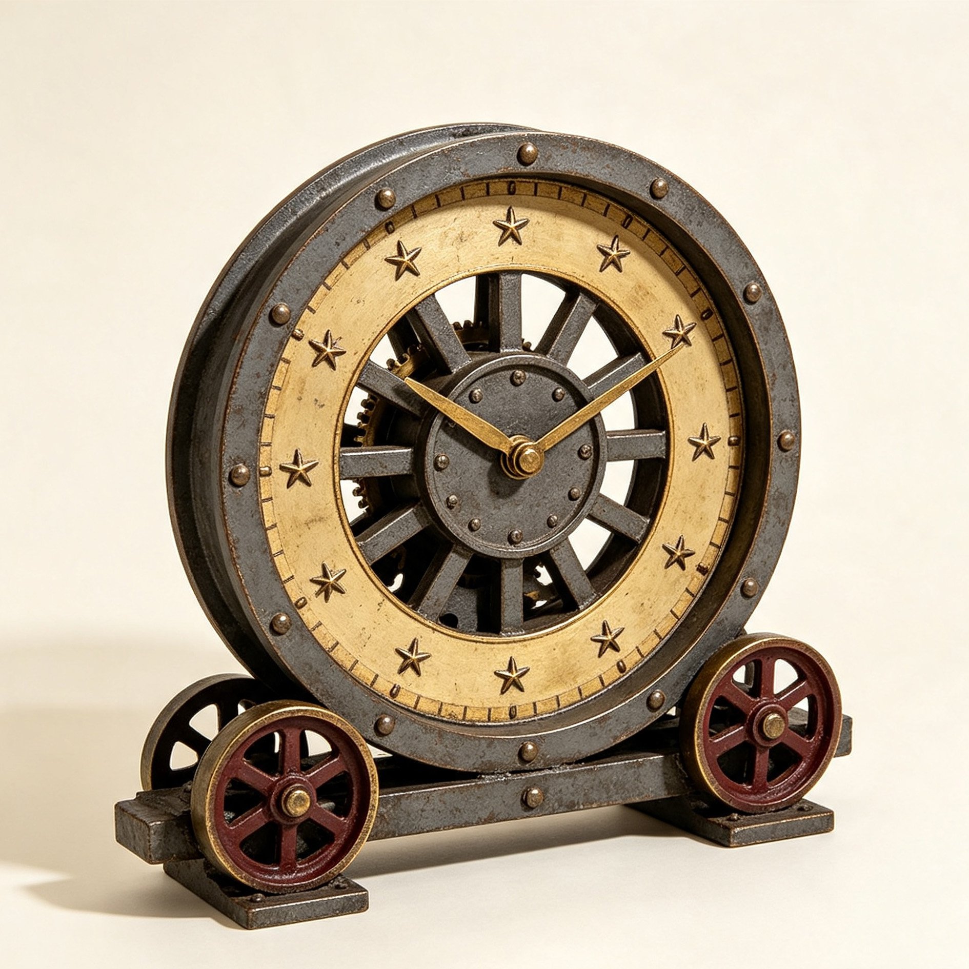 Close-up of star design on vintage wall clock