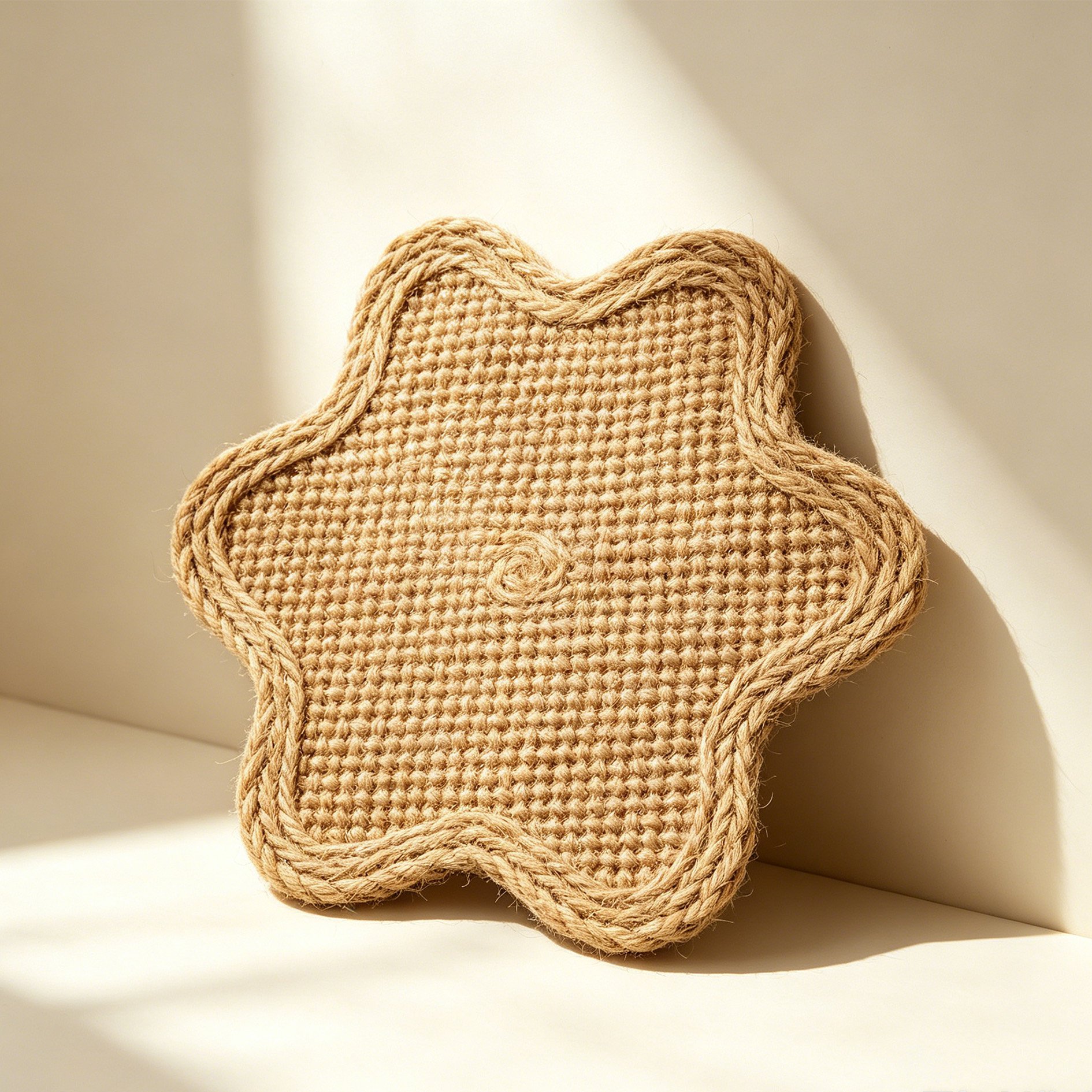 Jute-Untersetzer in Blumenform mit sechs Blütenblättern (4er-Set)