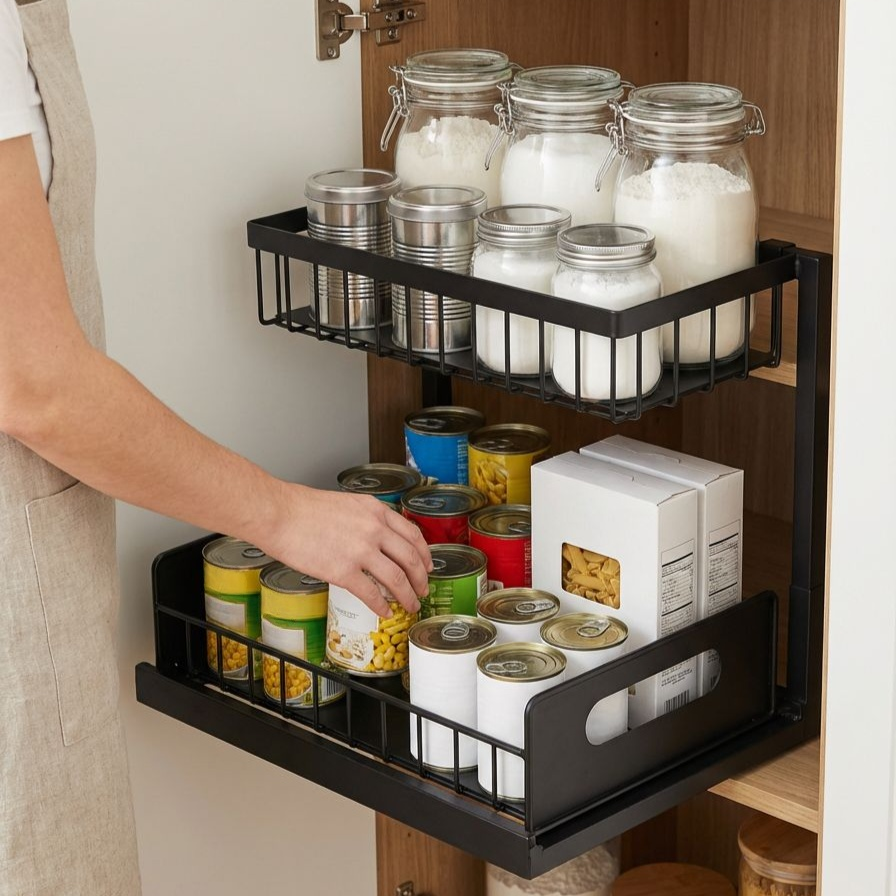 주방 캐비닛에 적합한 실용적인 수납 선반