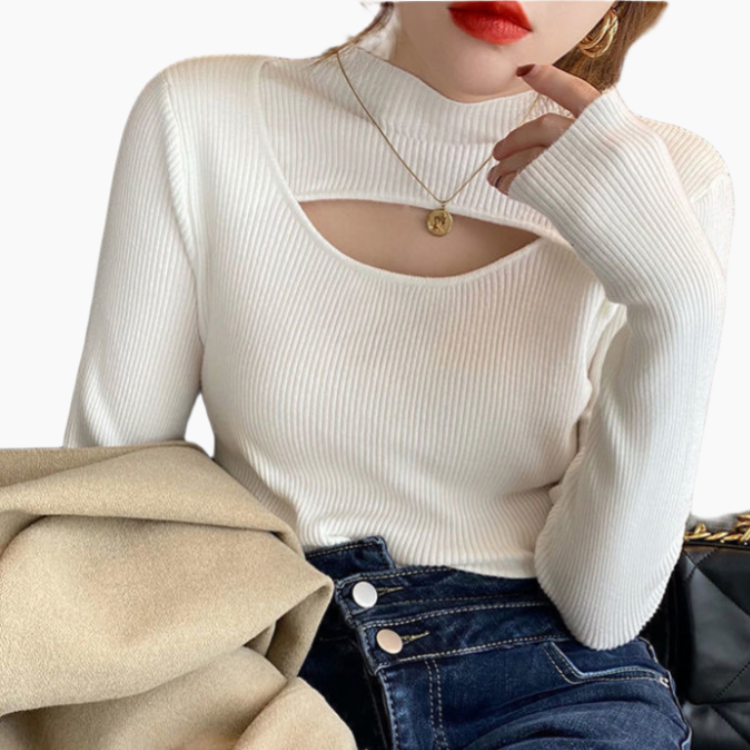 レディース ニットウェア ハーフ タートルネック ボトリング シャツ 秋冬 ニット トップス セーター ミッドネック セーター