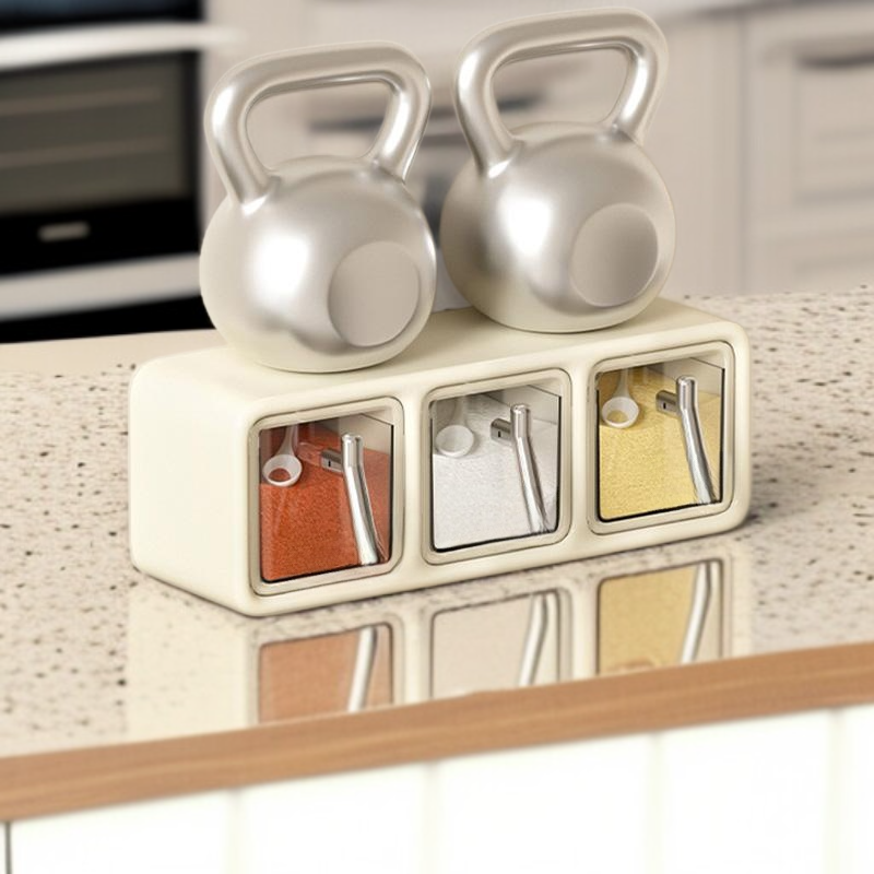 ขวดใส่เครื่องเทศพลาสติกติดผนัง ชุดคอมโบพริกไทย สำหรับใช้ในบ้าน