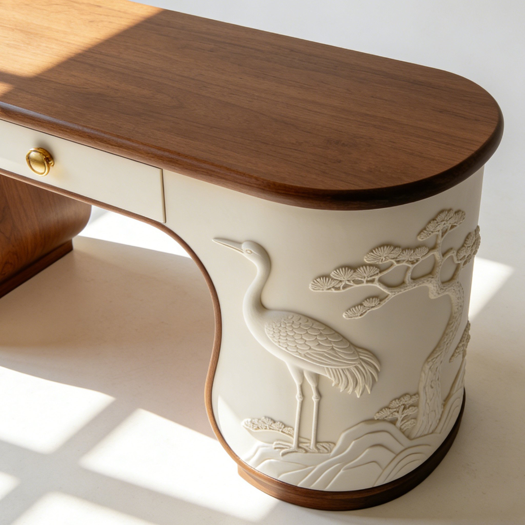 사무실용 조각 원목 책상 디테일