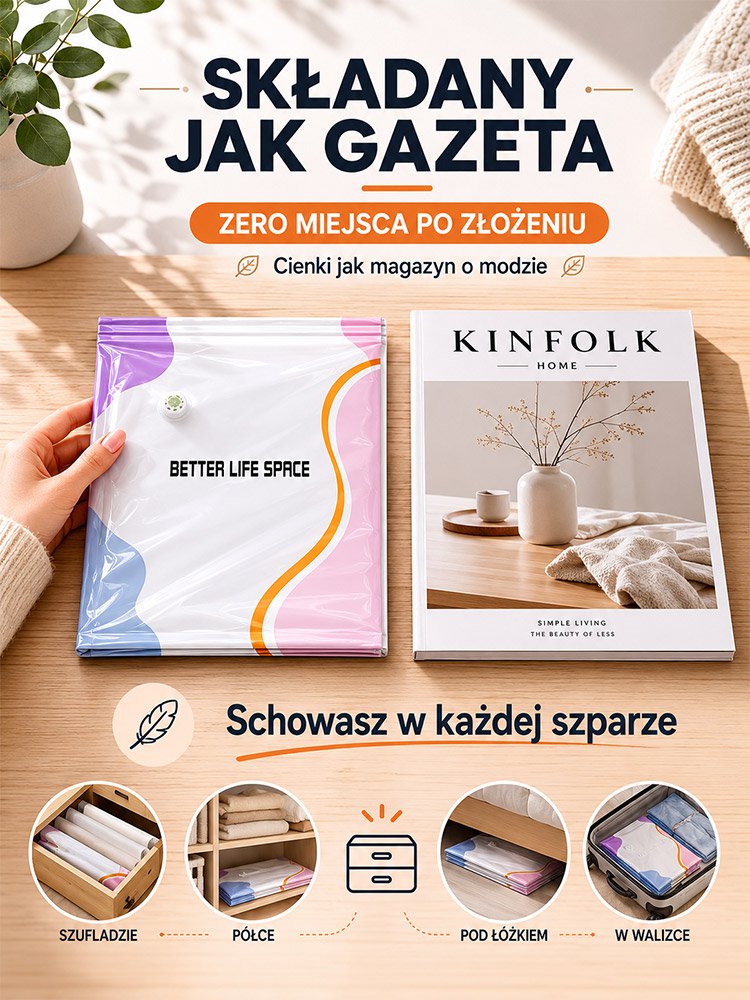 Duży worek próżniowy bez konieczności odsysania powietrza