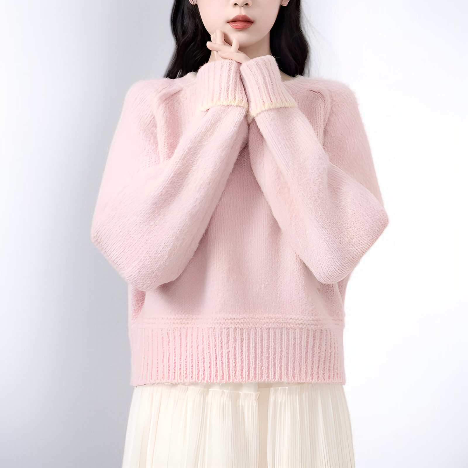 クルーネックのカラーブロックプルオーバーセーター