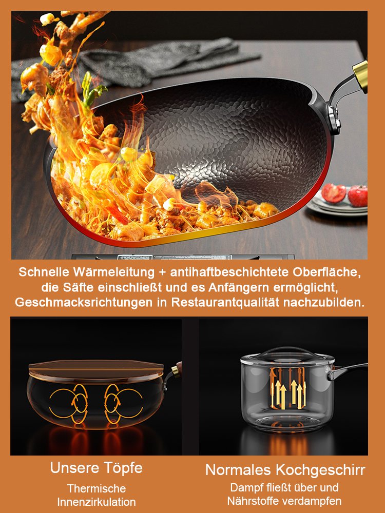 Gesunde, beschichtungsfreie handgeschmiedete Eisenpfanne mit 30.000 Hammerschlägen