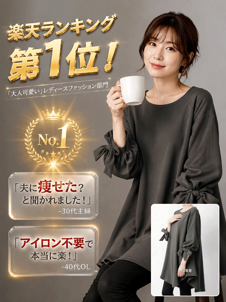 【瞬間、-5kg見え】360°極美シルエット・大人ドレープチュニック
