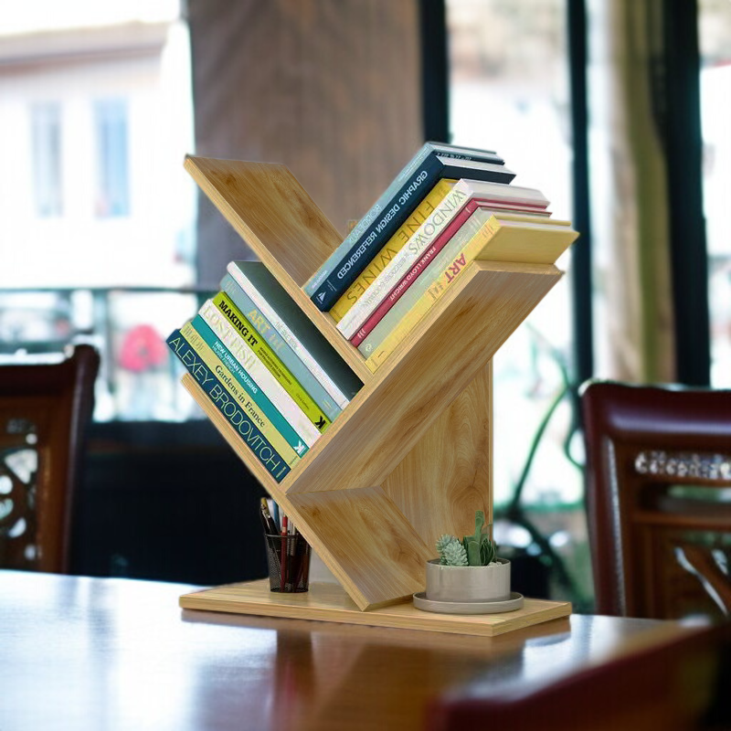 나무 책장 수납 선반 유연하다 수납 가능한 서류 나무 책꽂이 나무 모양