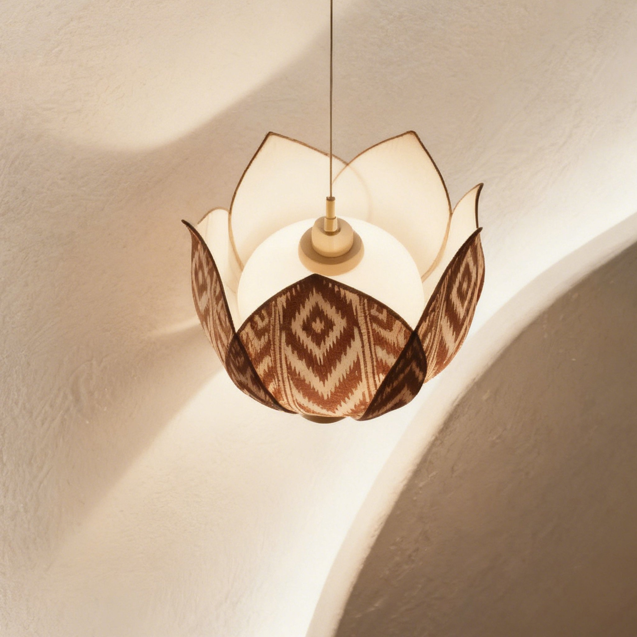 โคมไฟเพดานดีไซน์กลีบดอกไม้ไม้