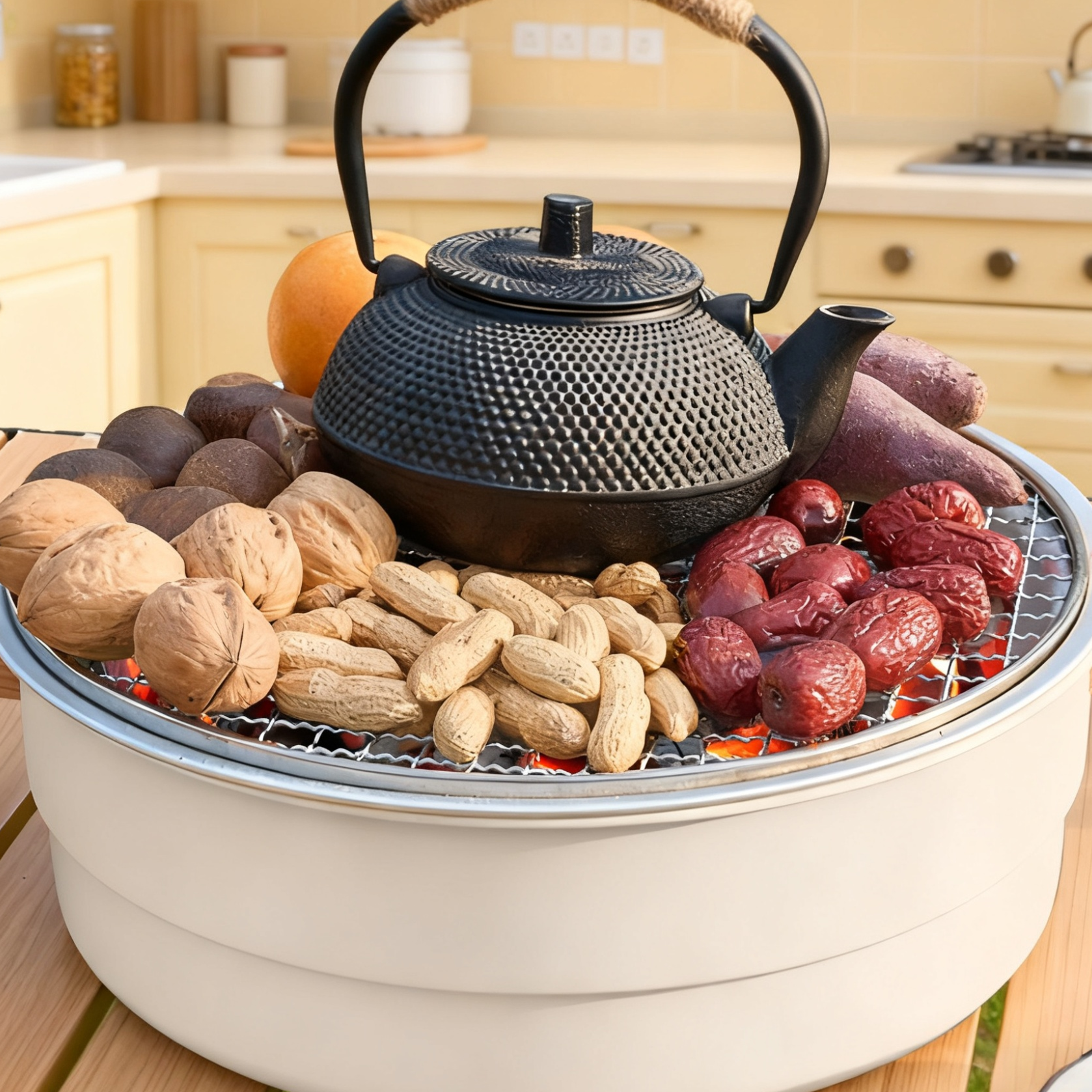 Portable Outdoor Barbecue Grill and Tea Stove
