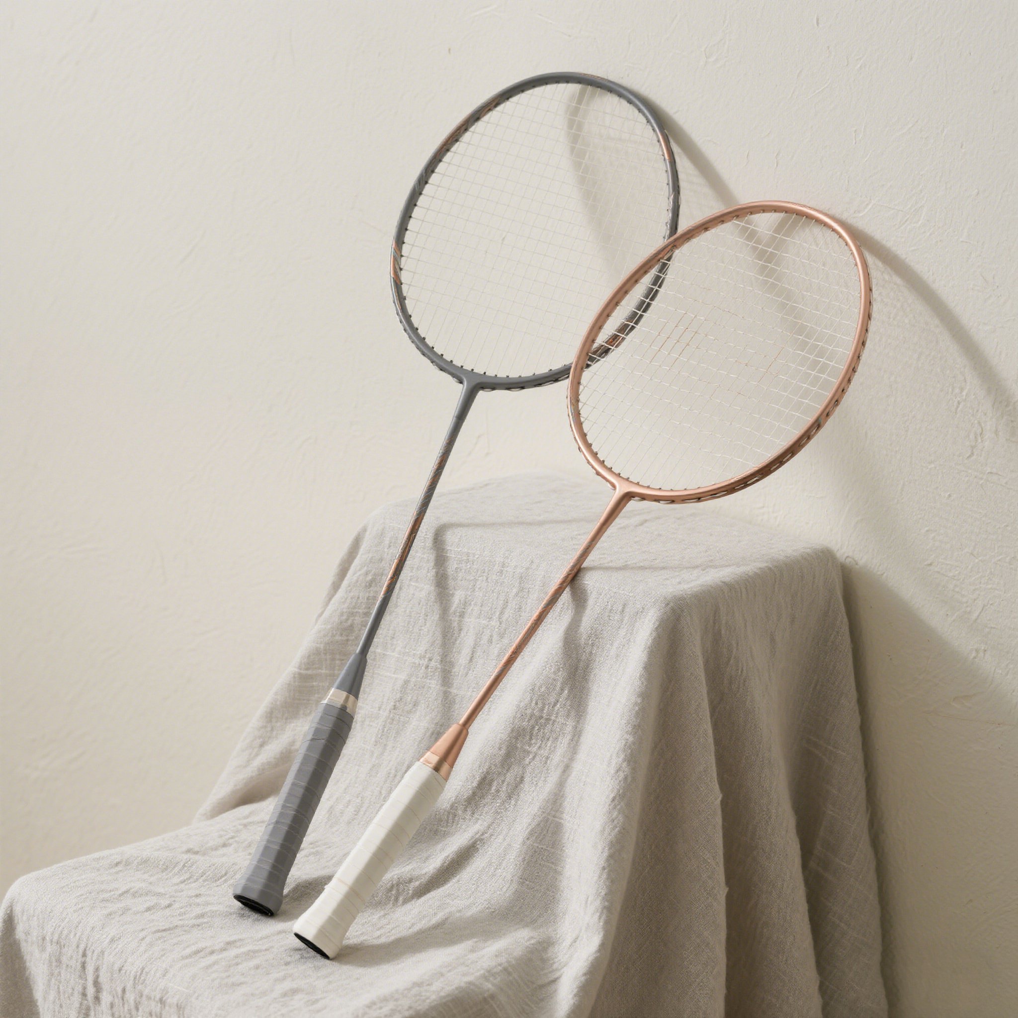 ไม้แบดมินตันสองอัน สีต่างกัน