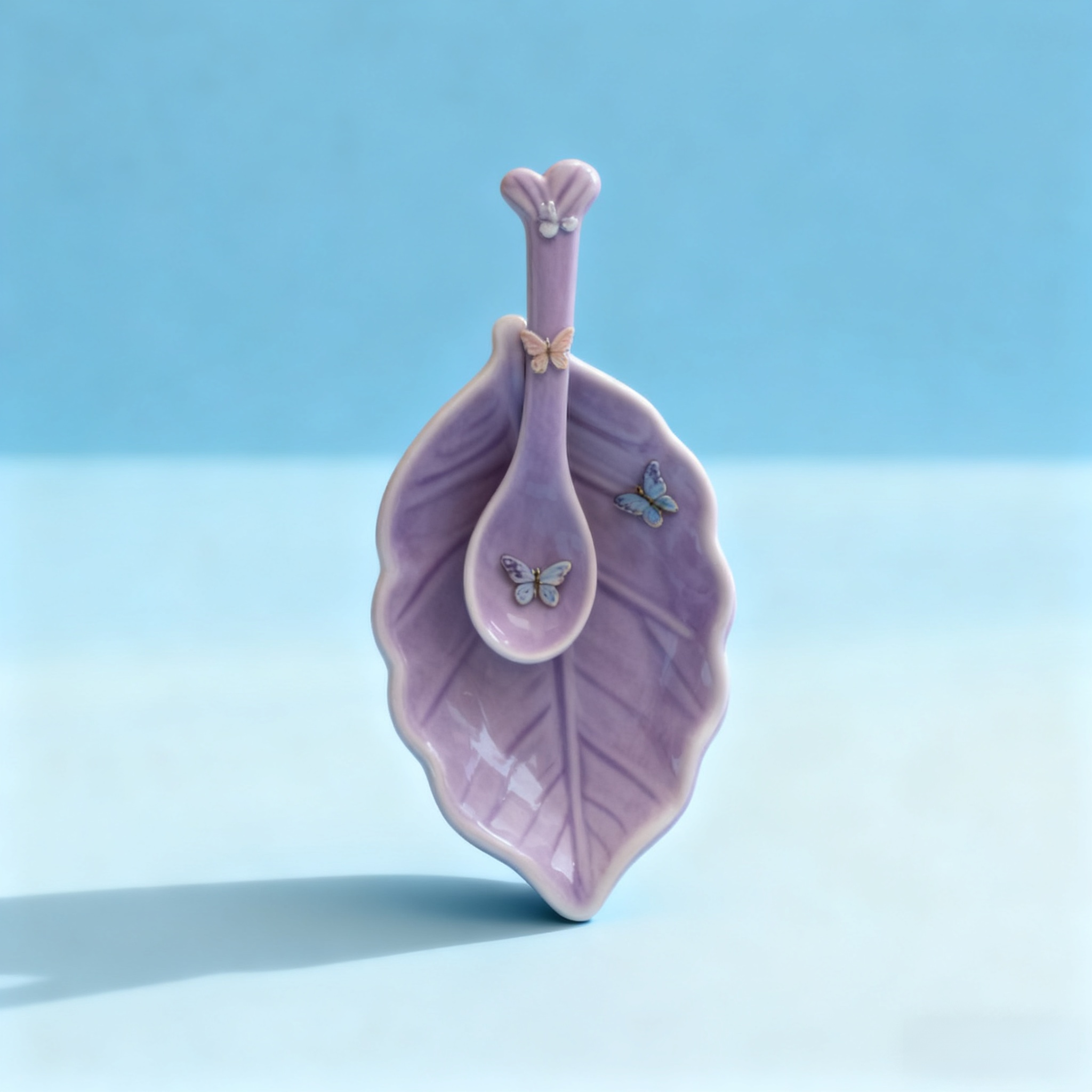 보라 나비 장식 도자기 식기 세트